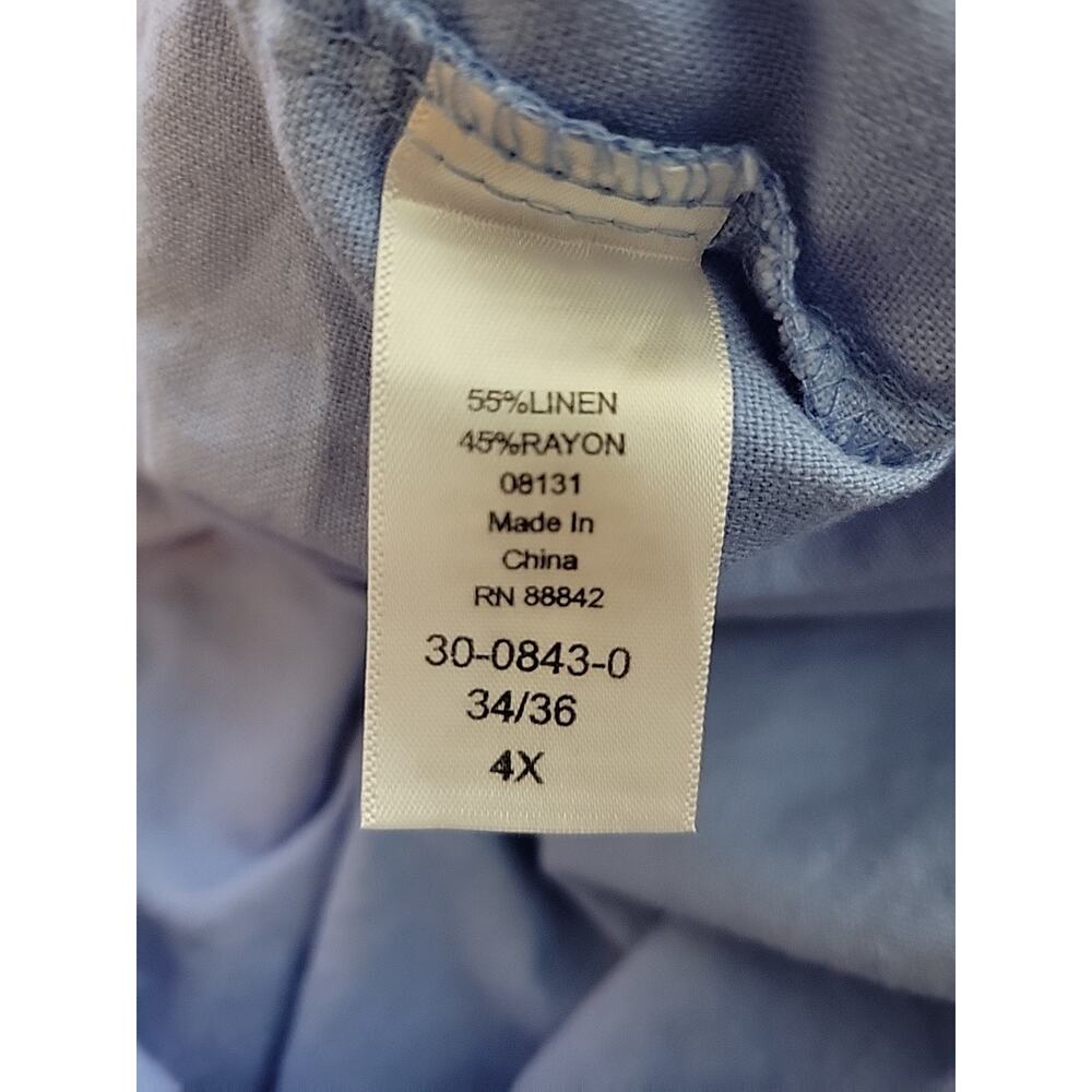 Ellos Linen Rayon Blue Lagenlook Oversized Button Up Tunic Top Women's Plus 4X - Picture 13 of 13